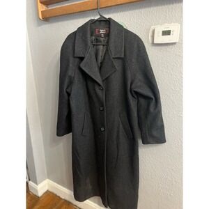 Stephanie Matthews Coat  Womens Long Wool Dark Charcoal Gray Vintage Size 12